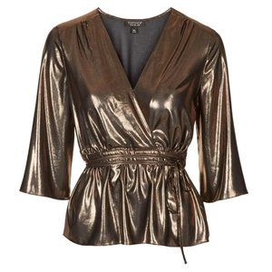 Topshop Metallic Gold Top Size 4